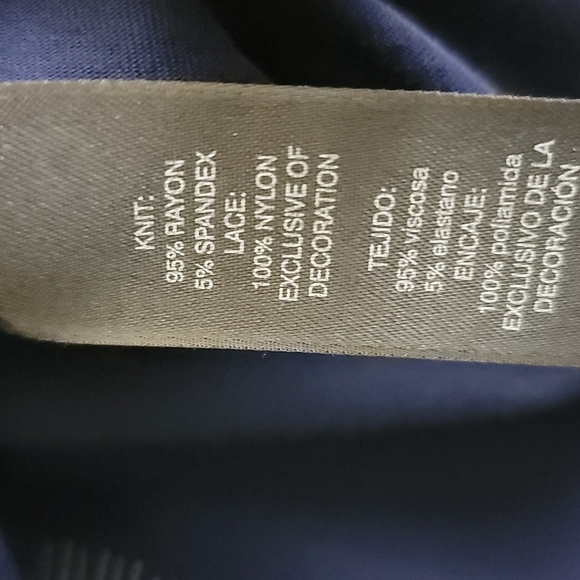 White House Black Market Blue & Black Striped Lace Top M - Picture 6 of 8